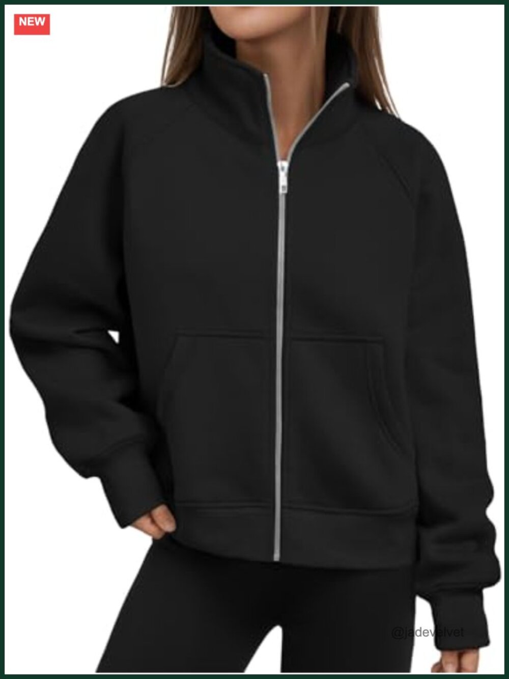 Women's Zip Up Cropped Hoodie Mock Neck Fleece Sweatshirt Y2K Layering